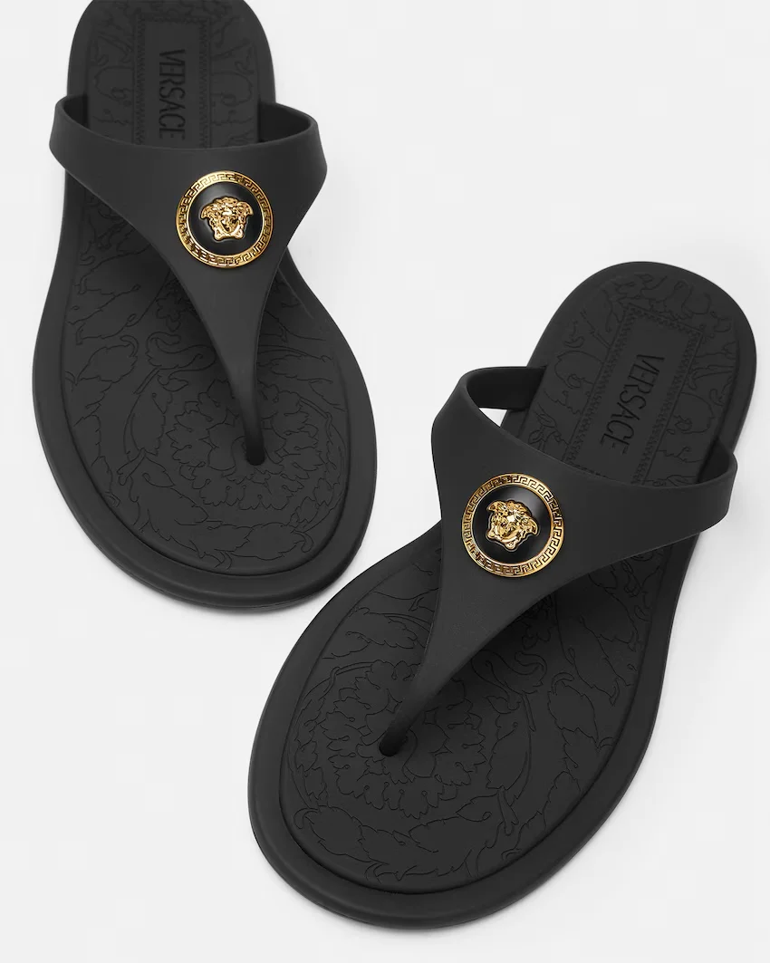 Versace Alia Rubber Flat Sandals in vibrant summer style