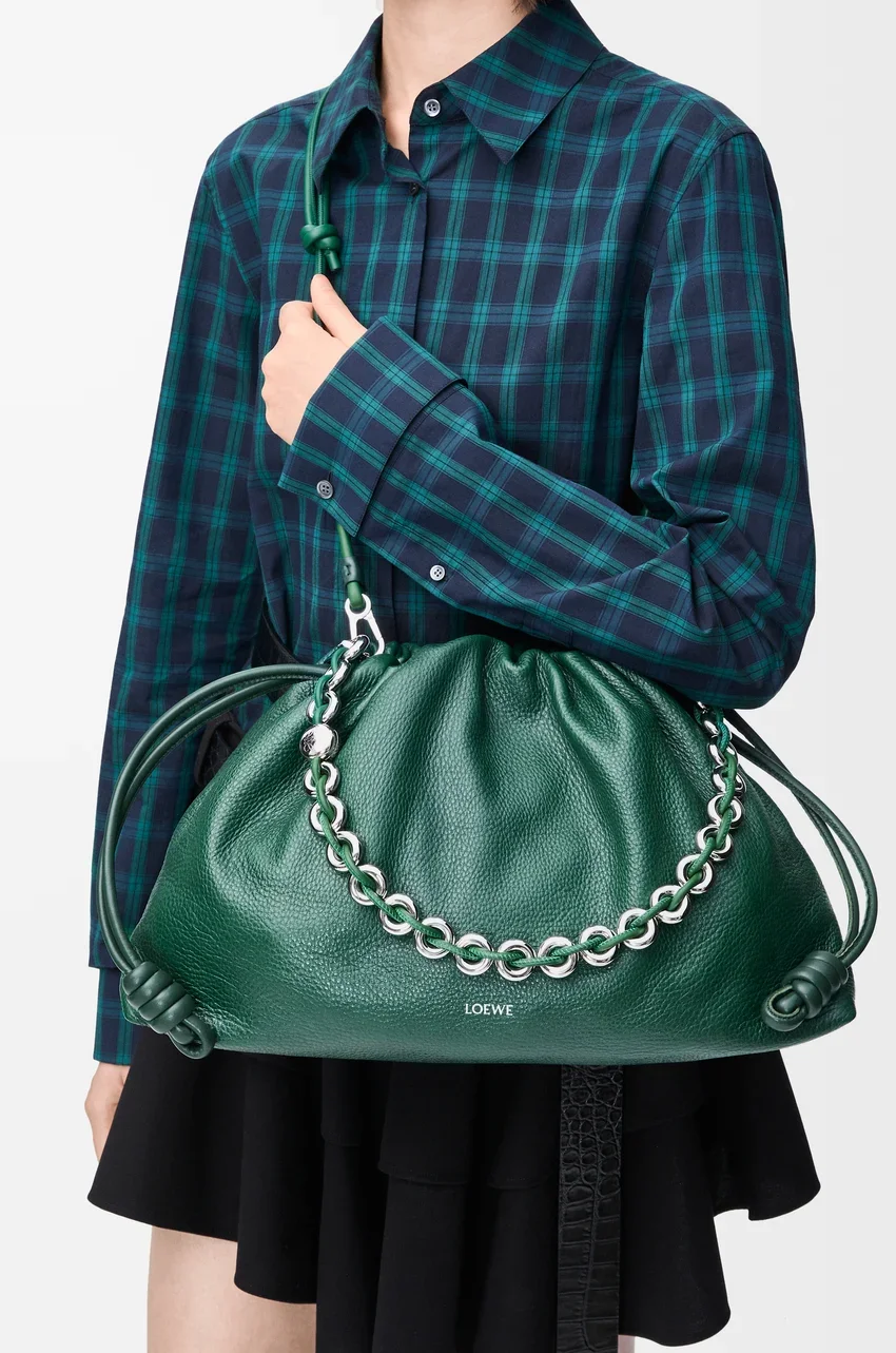 Loewe green bags for Christmas outfits